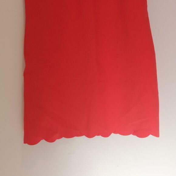 J. Crew Red Scalloped Shift Mini Dress Women Size 4 - Picture 4 of 10